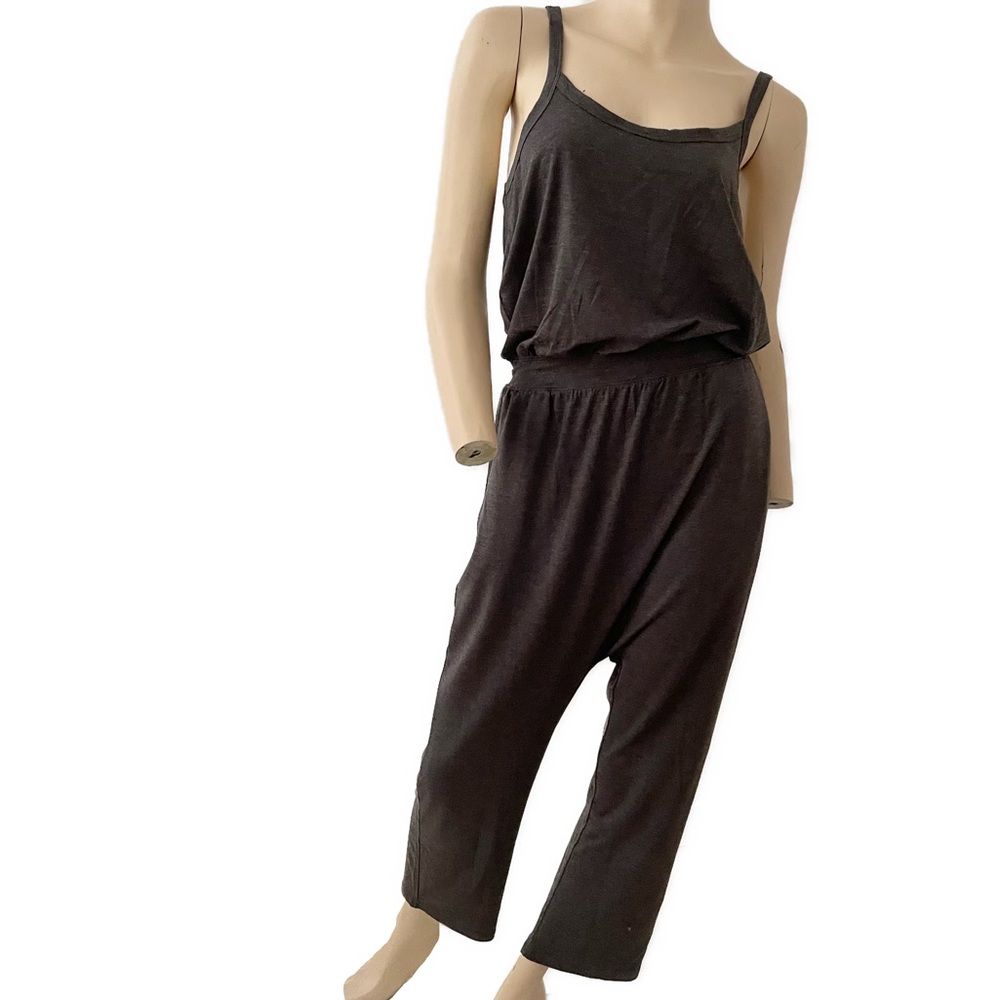 Spiritual Gangster- grey soft tri-blend wide leg jumpsuit- small